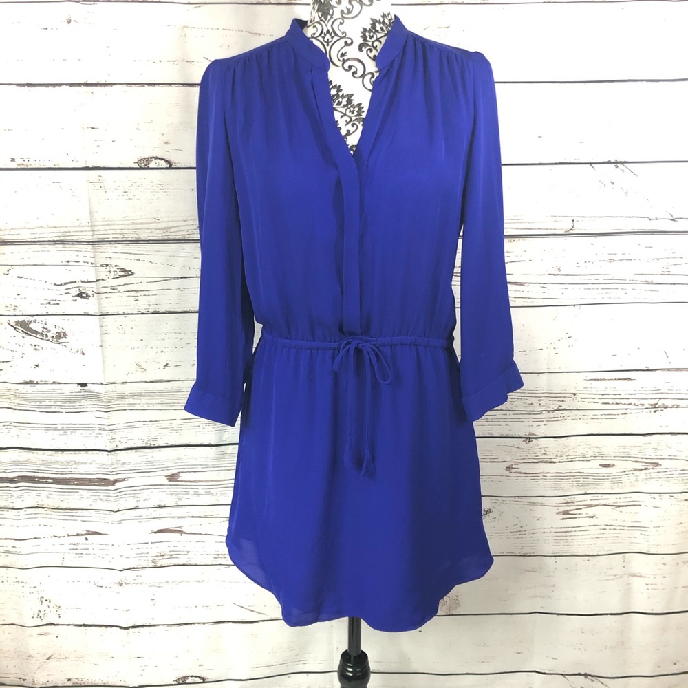 Aritzia Royal Blue Long Sleeve Drawstring Waist Dress